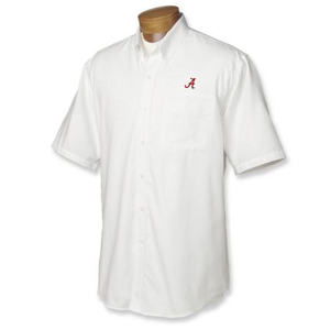 Alabama Crimson Tide Men's SS Nailshead Woven Shirt - White